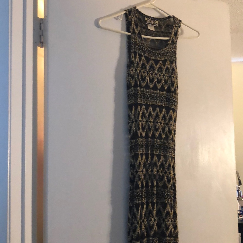 High neck black and gold maxi dress